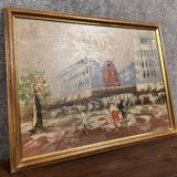 Tableau huile sur panneau représentant Le Moulin Rouge à PARIS