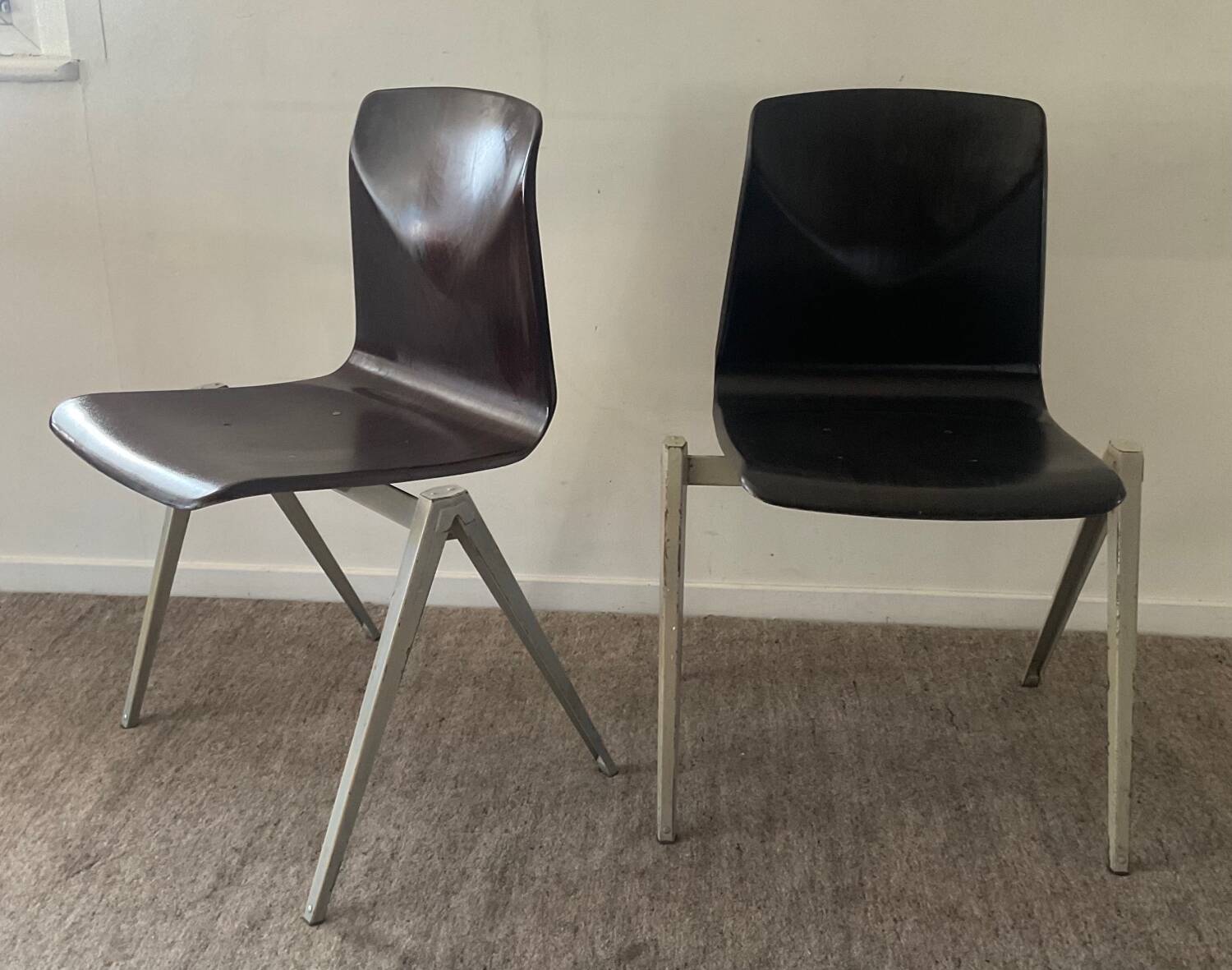Pair of Pagholz-Germany industrial chairs from the 50s-60s