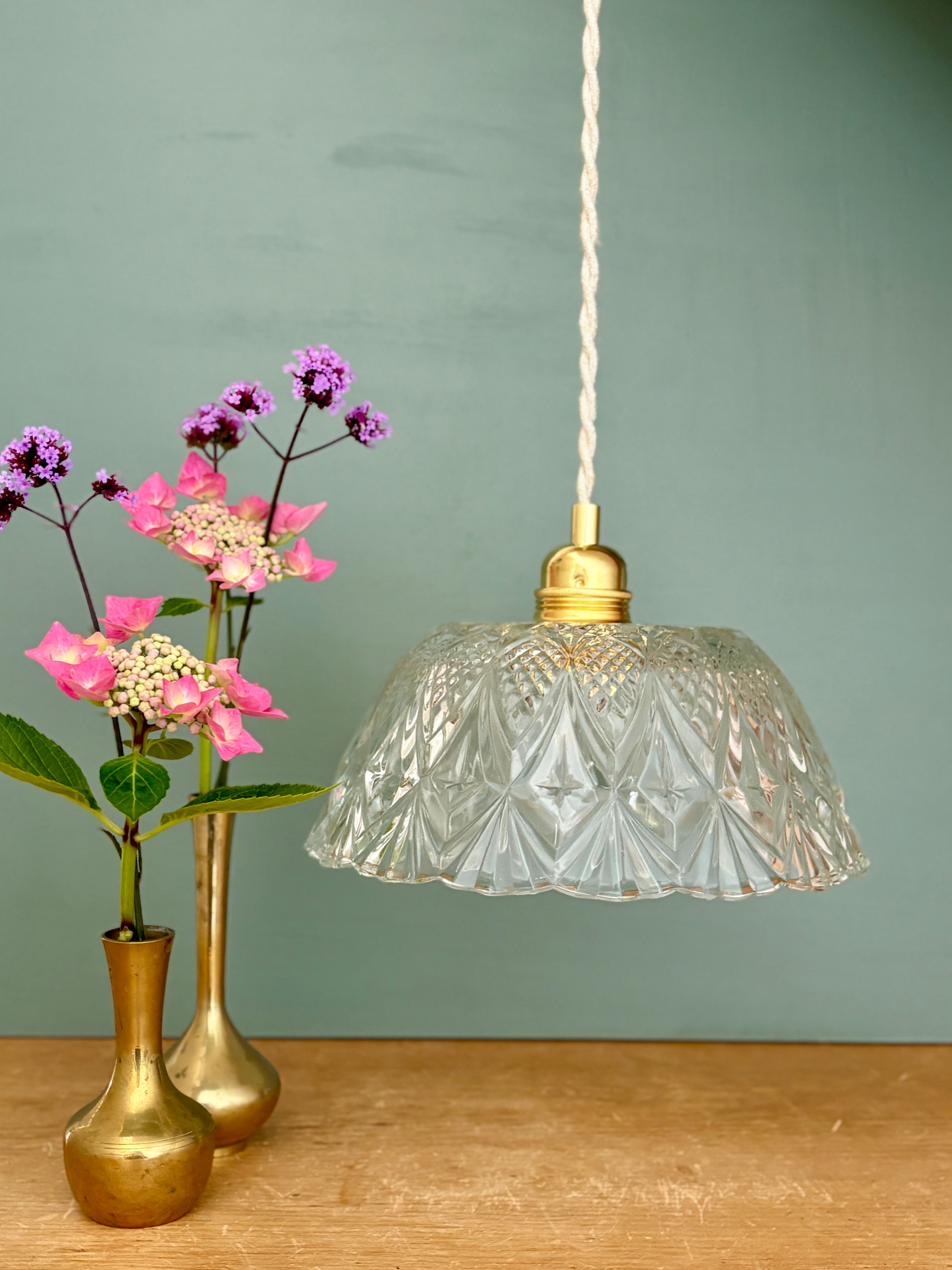 Vintage glass pendant light - tableware collection -