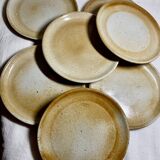 7 assiettes à dessert vintage en grès