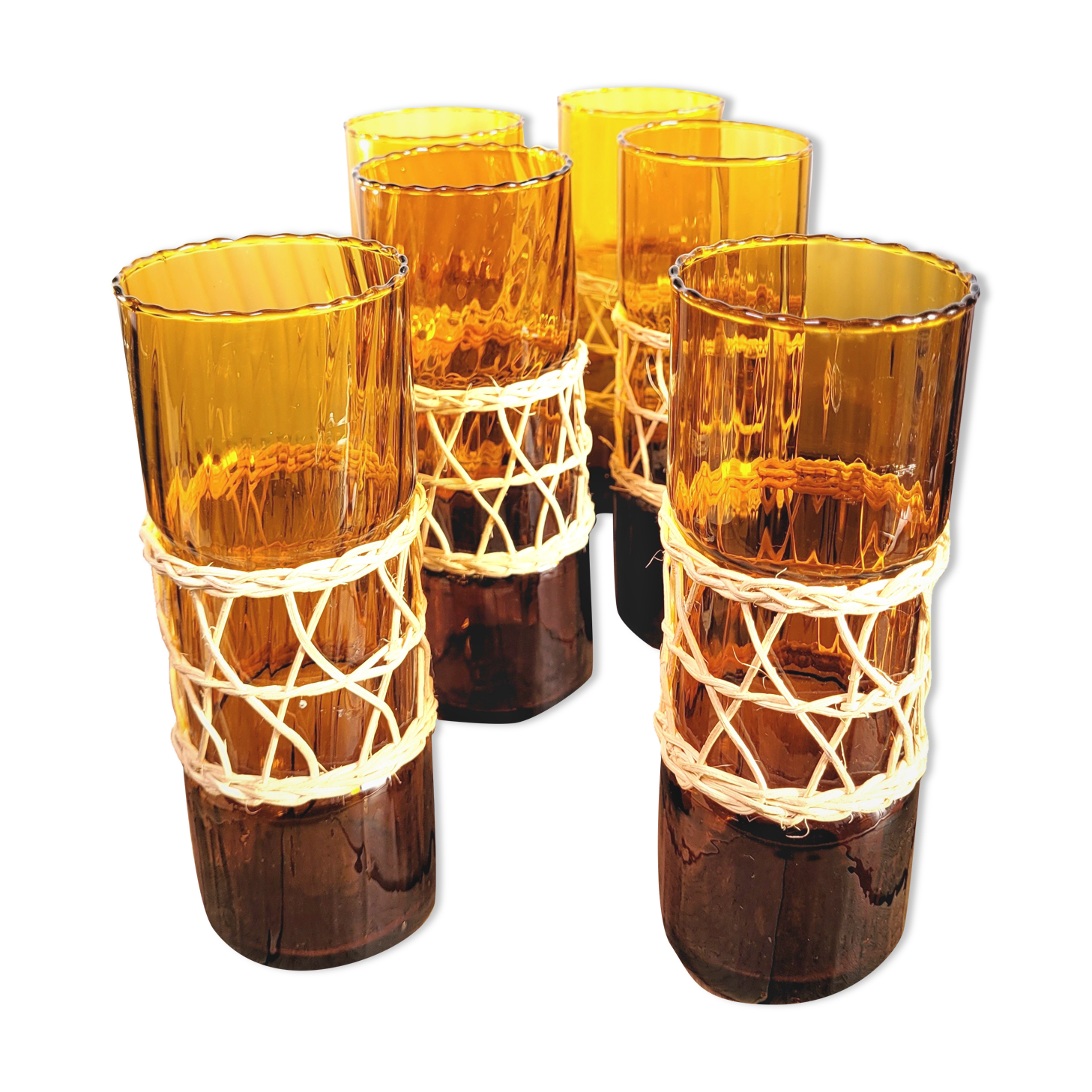 Amber & wicker glasses