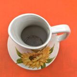 Ancien pichet céramique émaillée décor tournesol