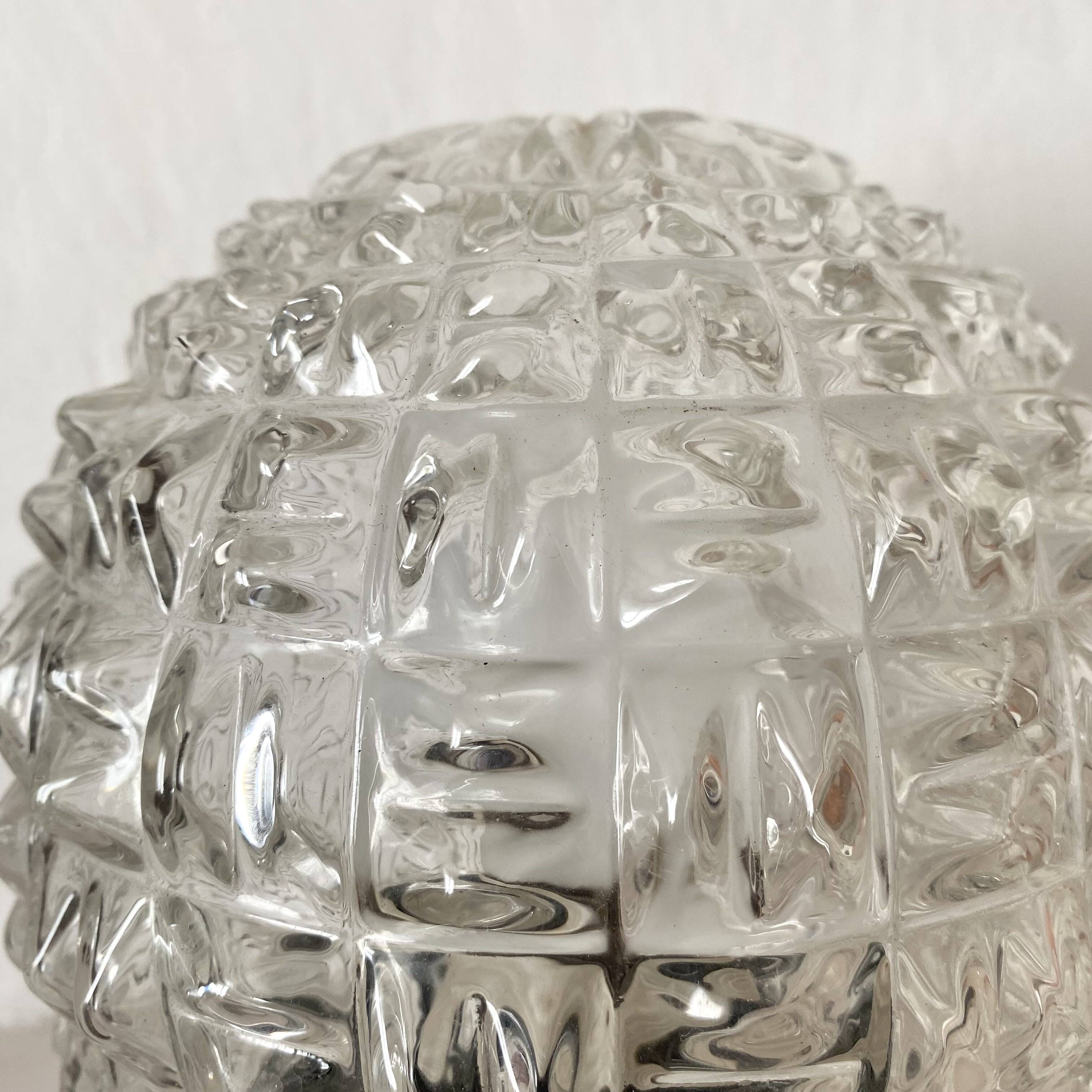 Vintage ceiling light, molded glass ball, 60s-70s
