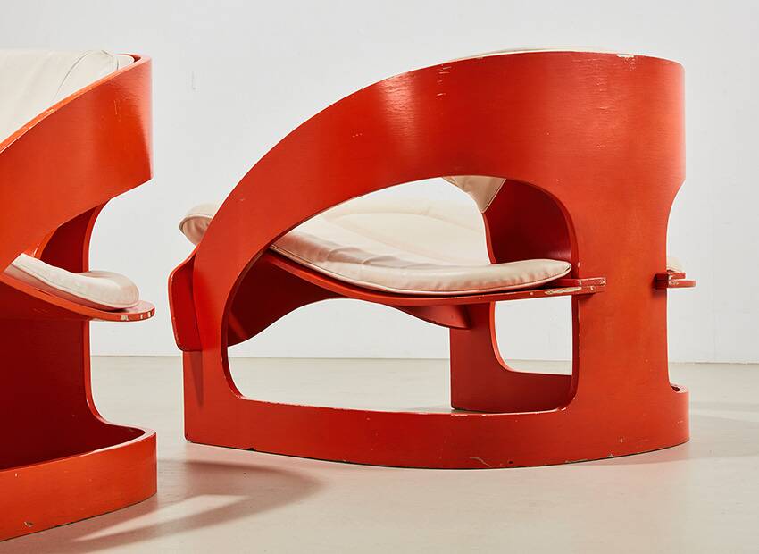Joe Colombo Pair of Early 4801 Lounge Chairs for Kartell Italy 1964