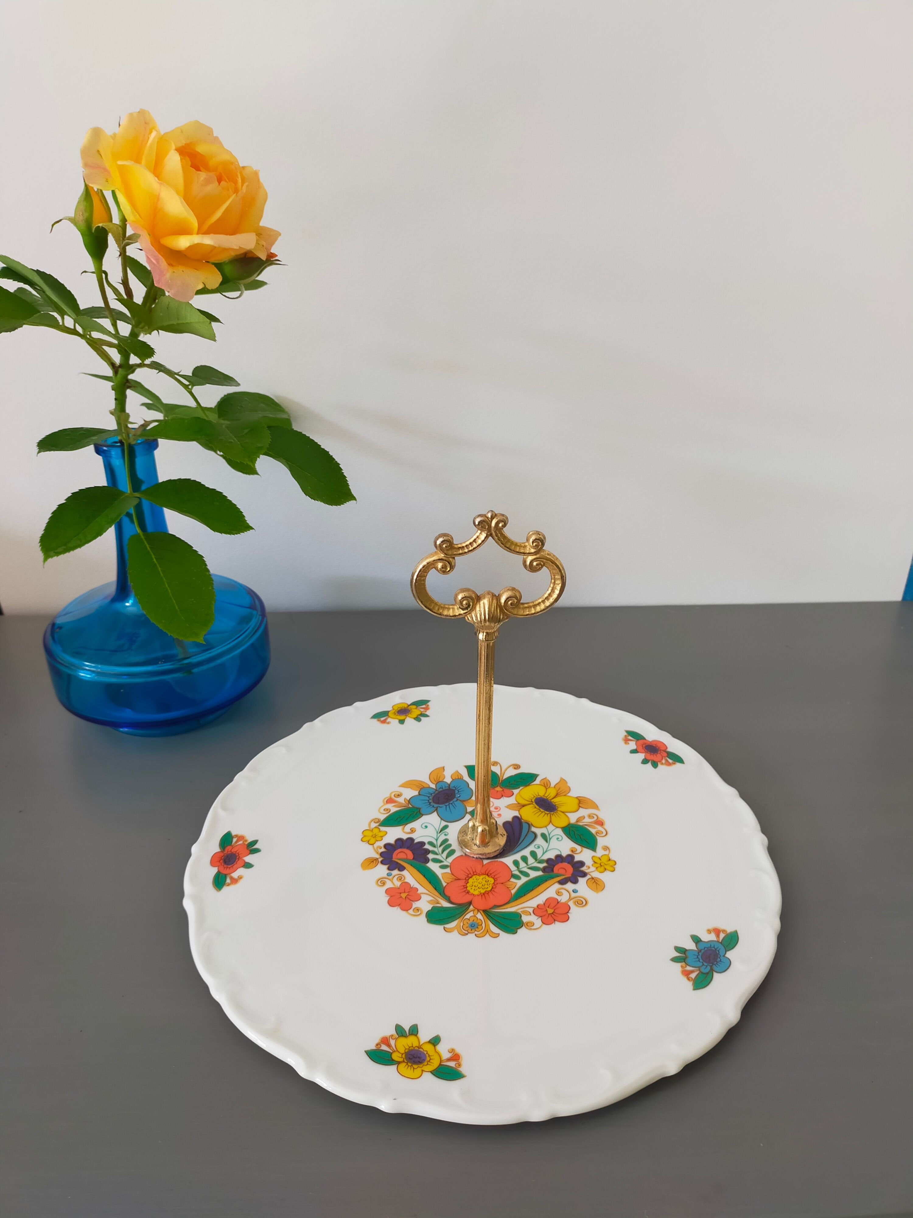 Vintage cake stand, old cake server, cake tray, Royal Tettau Bavaria