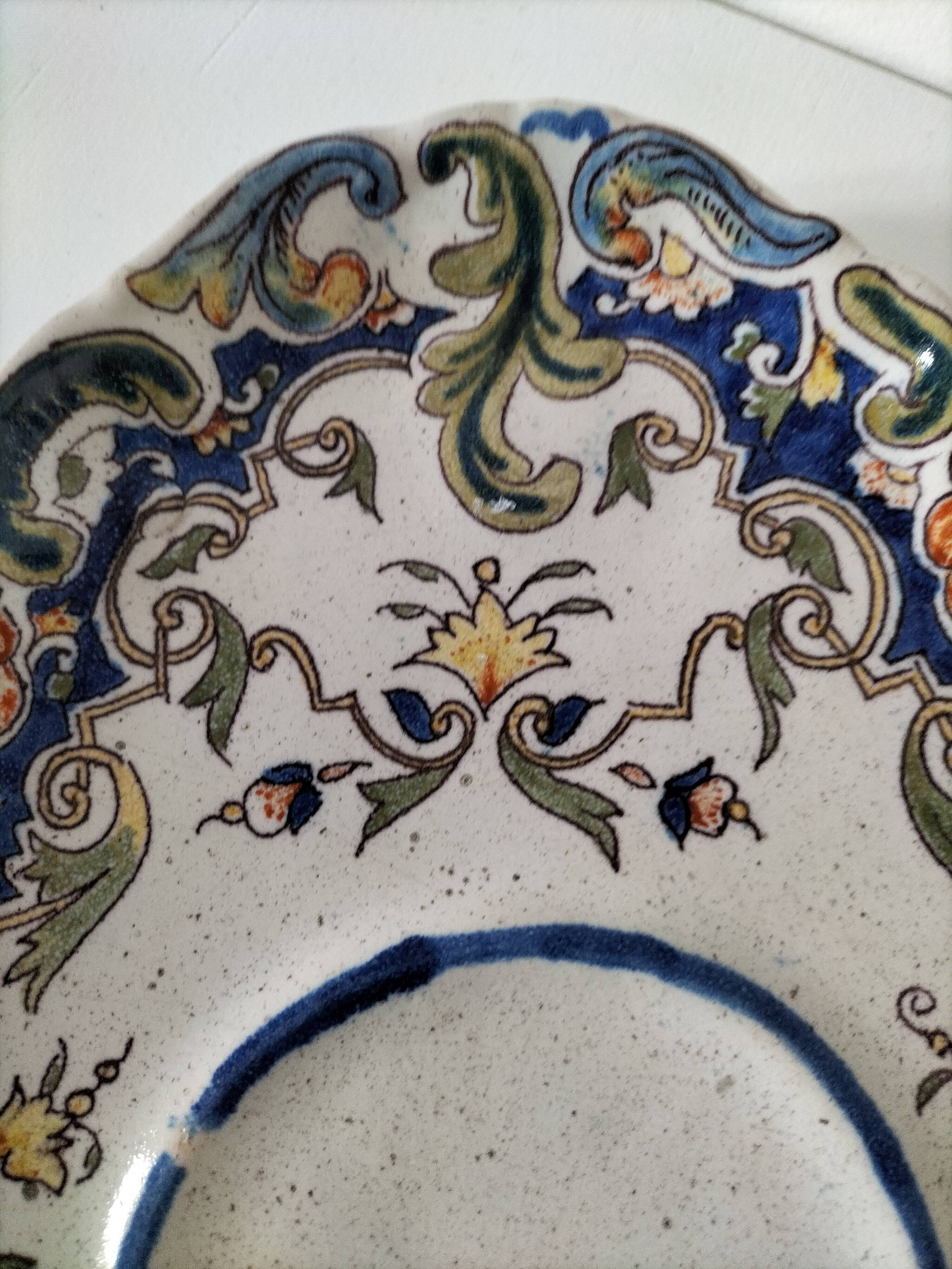 Breakfast set duo Desvres Fourmaintraux regionalist decoration