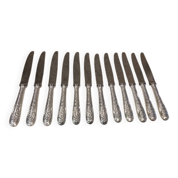 12 silver-plated dessert knives by Christofle Villeroy LXIV