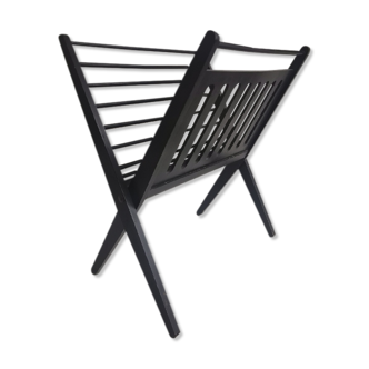 Black wooden magazine rack by Cees Braakman, circa 1960