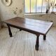 19th-century castle table, carved solid oak, 190cm.