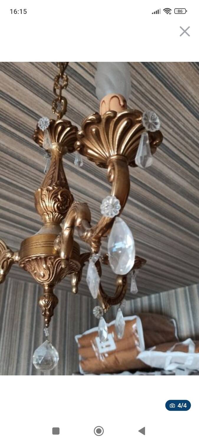 Golden metal chandelier