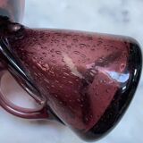 Vintage blown glass candle holder in purple Biot