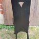 Old Alsatian mountain chair black wood back openwork shape vintage #a662