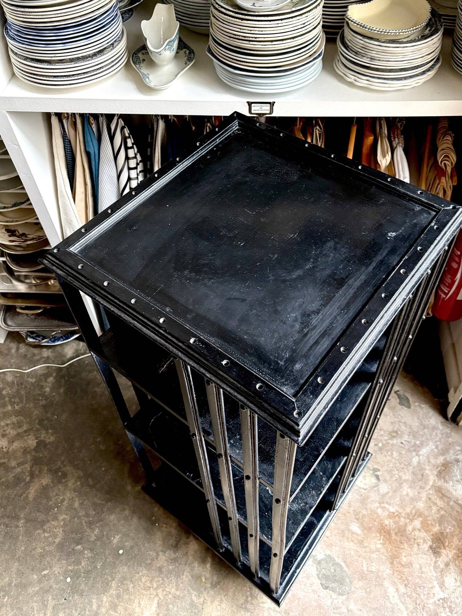 Napoleon III rotating bookcase in black wood
