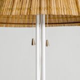 Finnish Mid Century Metal Floor Lamp in Rattan by Lisa Johansson-Papé, 1940