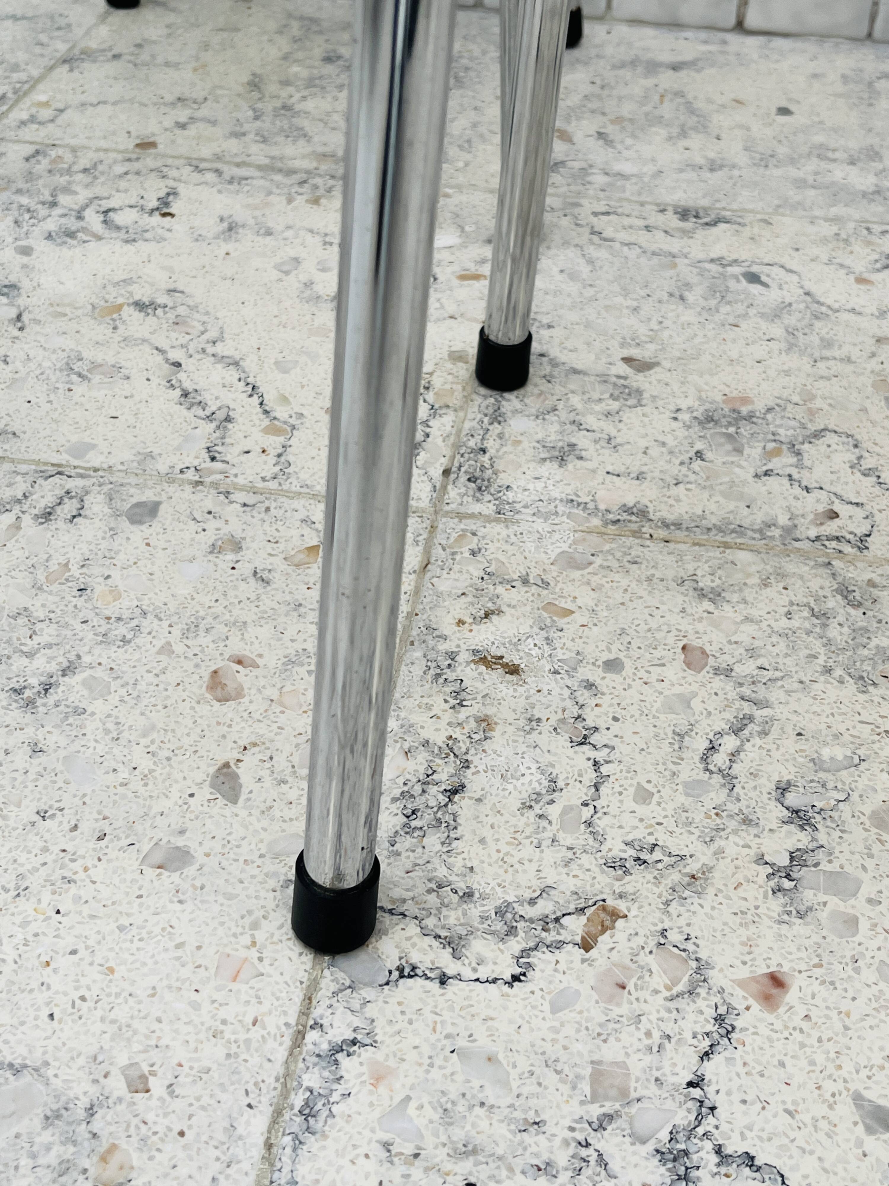 Set of 4 vintage grey chrome Formica stools.