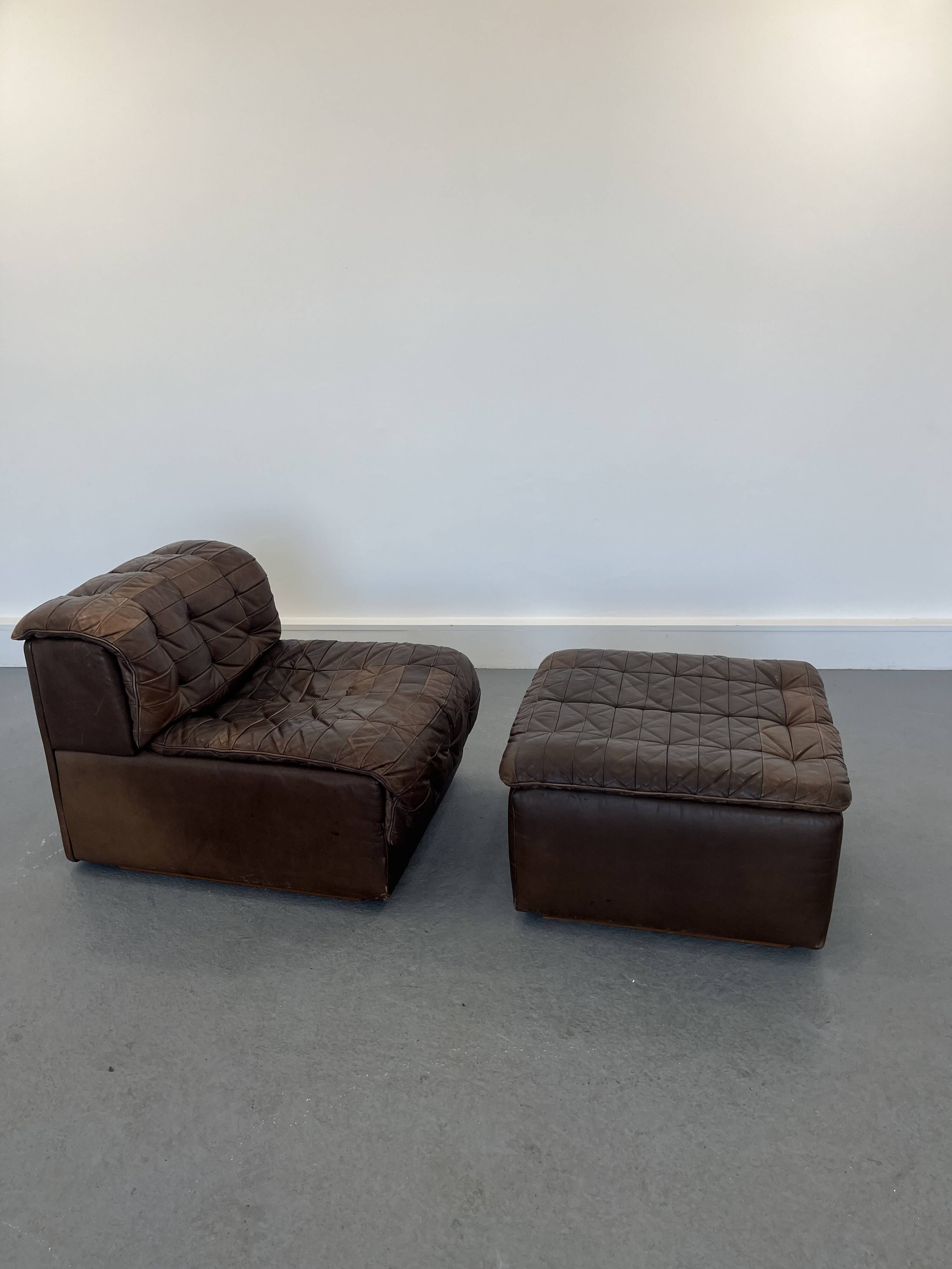 Fauteuil et ottoman DS-11 de De Sede, années 1970