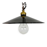 Lampe industrielle en émail noir, années 1930