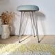 Vintage 1950s stool, metal tapered legs and velvet.