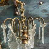Chandelier with bronze and crystal grapevines