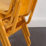 Vintage Stackable School Chairs made of wood and plywood, UK, 1970s