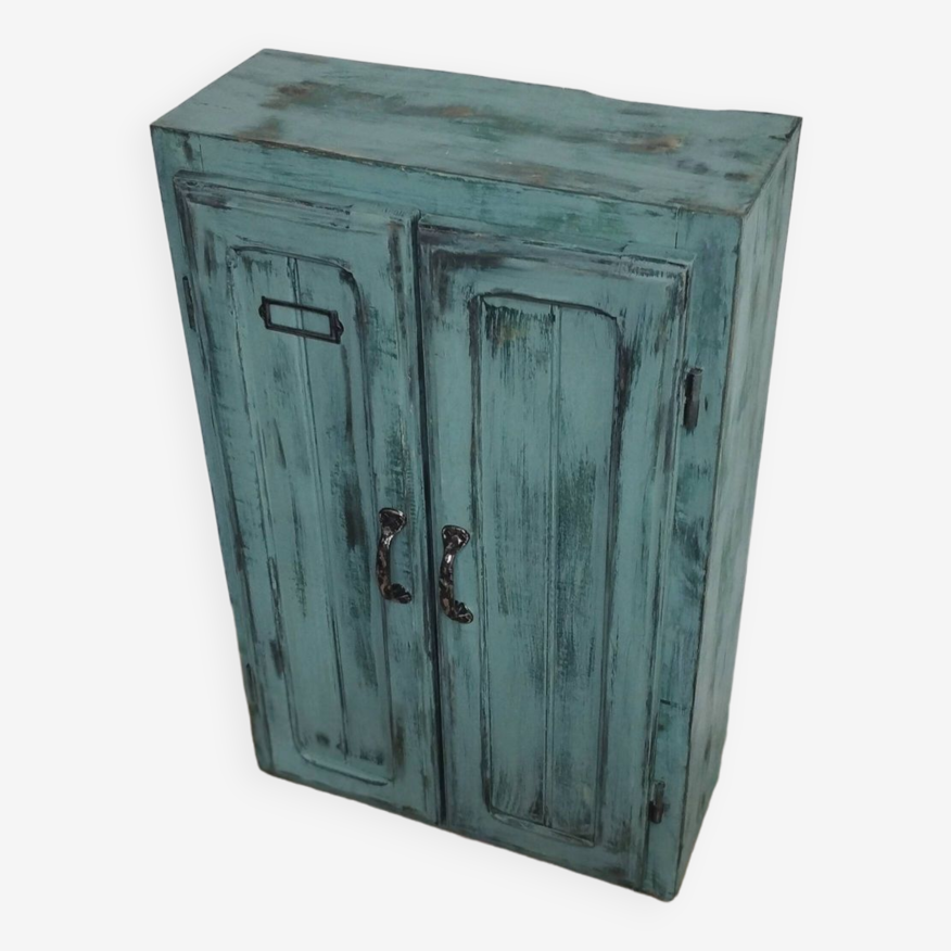 Petit meuble d'atelier- petite armoire turquoise | Selency