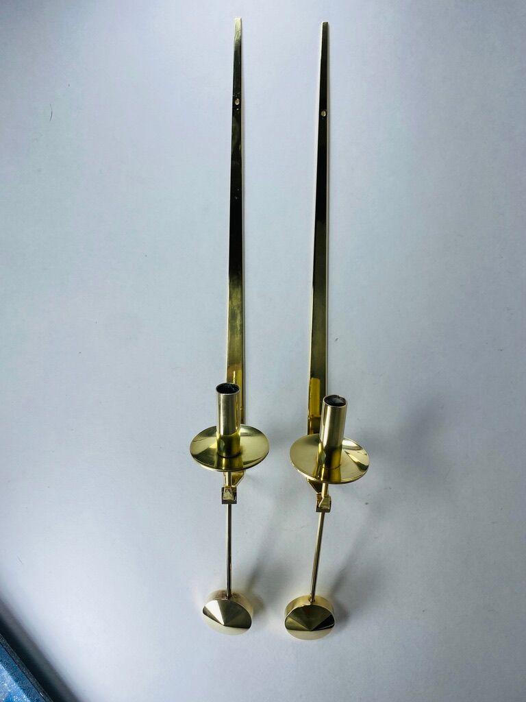 Pair of Wall Candle holder Skultuna Sweden 1970 Pierre Forsell 1607 vintage