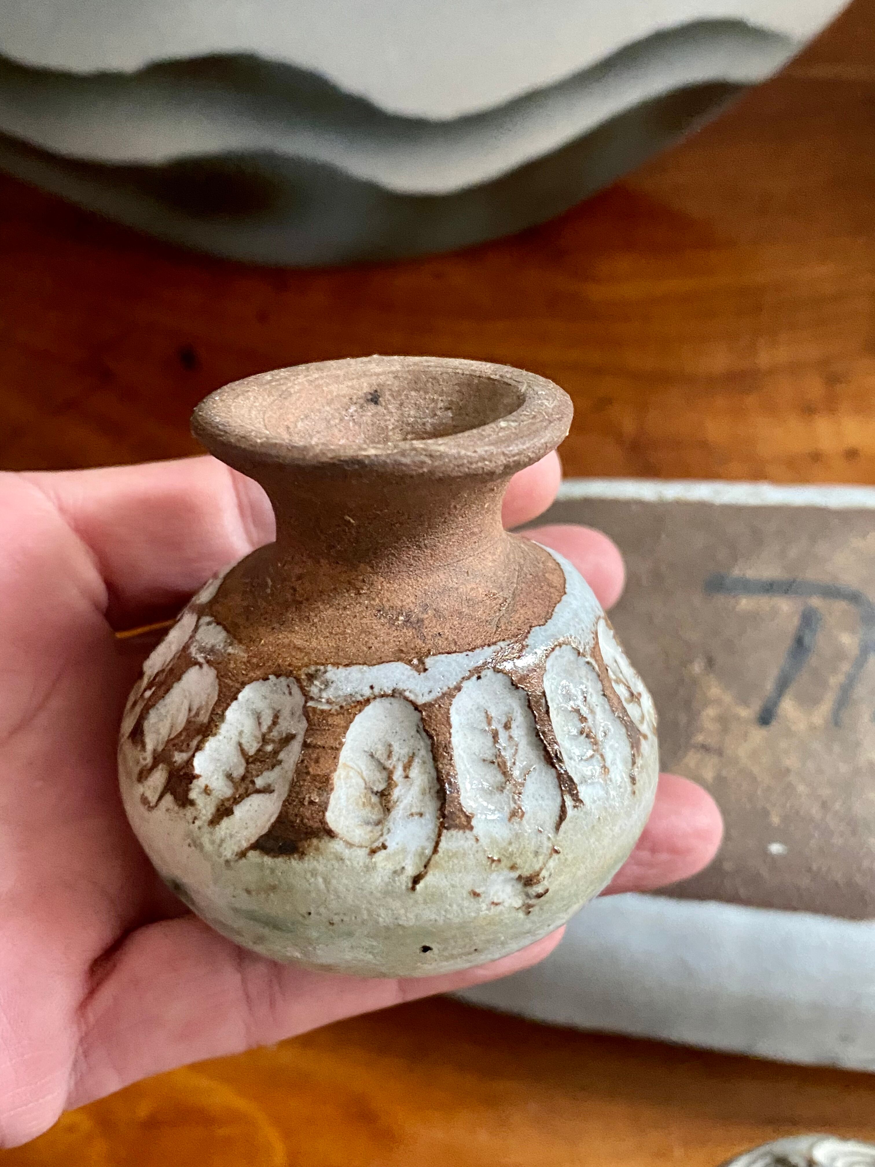 Flat cup and 2 mini ceramic vases Albert Thiry Vallauris