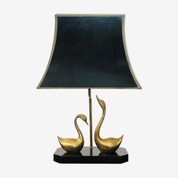 Brass swans table lamp