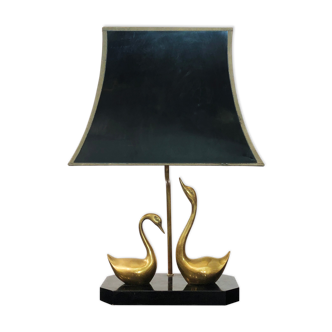 Brass swans table lamp