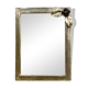 Vintage wall mirror in varnished steel decorated with a rose in relief