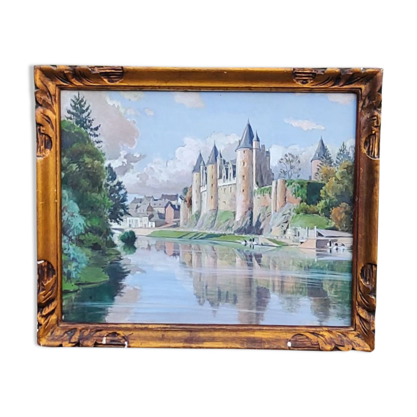 Watercolor Josselin Morbihan Brittany October 1933 CLAUDE MIRBEL