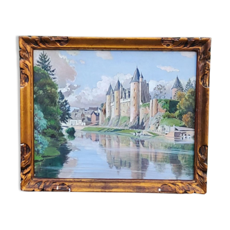 Watercolor Josselin Morbihan Brittany October 1933 CLAUDE MIRBEL