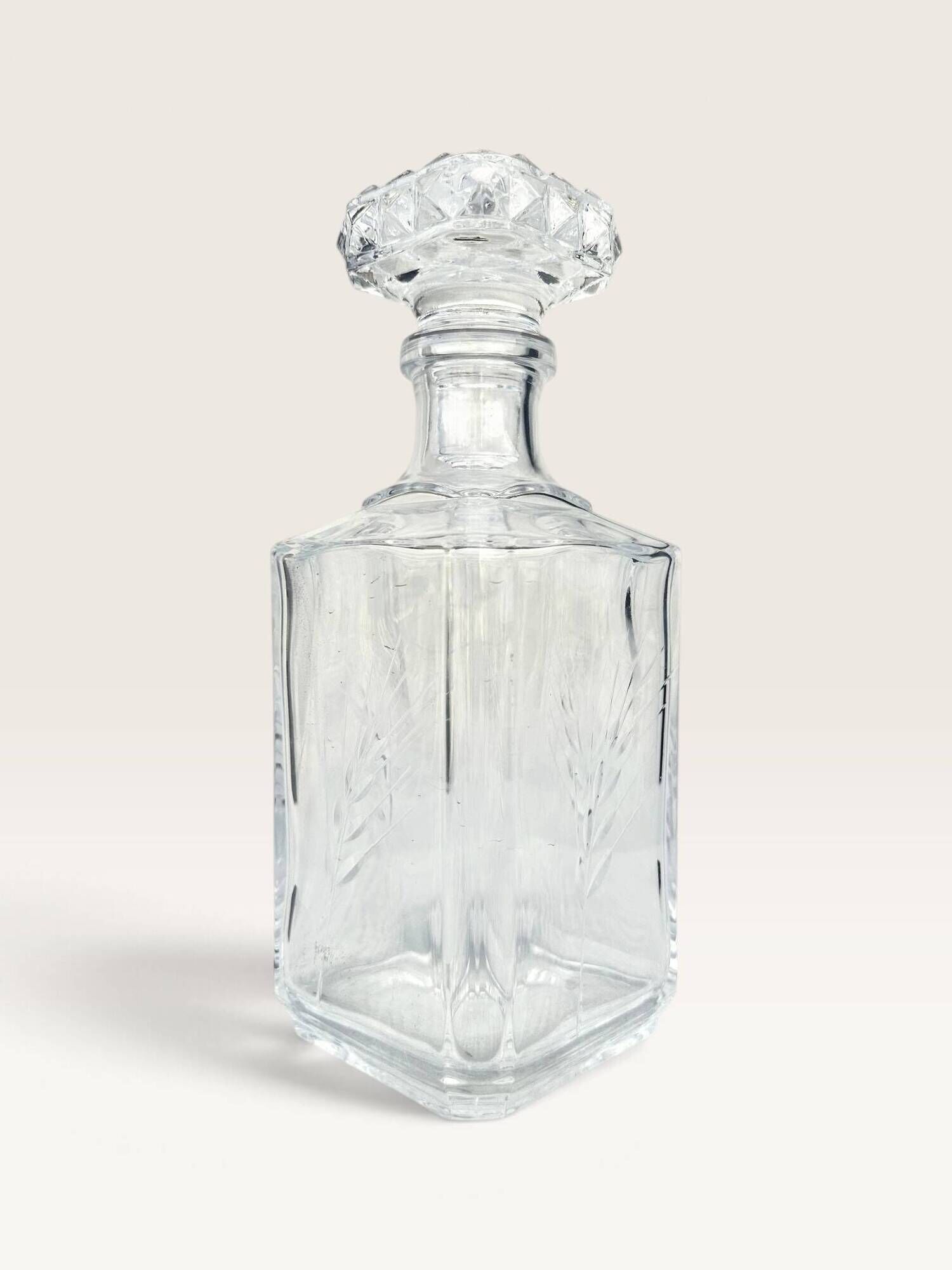Cut crystal whisky carafe with wheat decoration