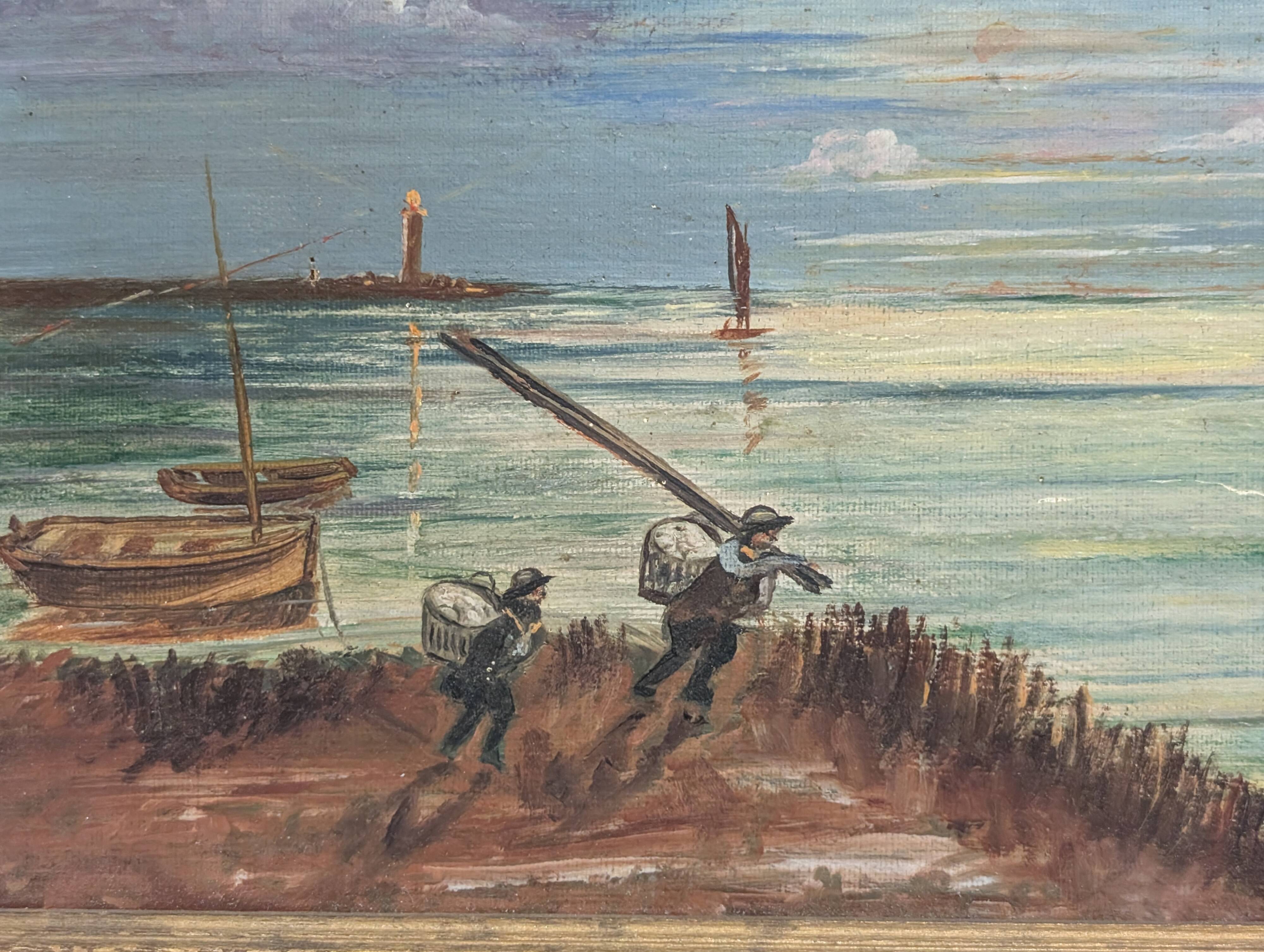 Old oil painting on canvas from the 19th/20th century.