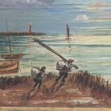 Old oil painting on canvas from the 19th/20th century.