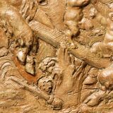 Terracotta bas-relief, satyrs, signed Clodion.