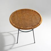 Table basse avec plateau rond en rotin, années 1950