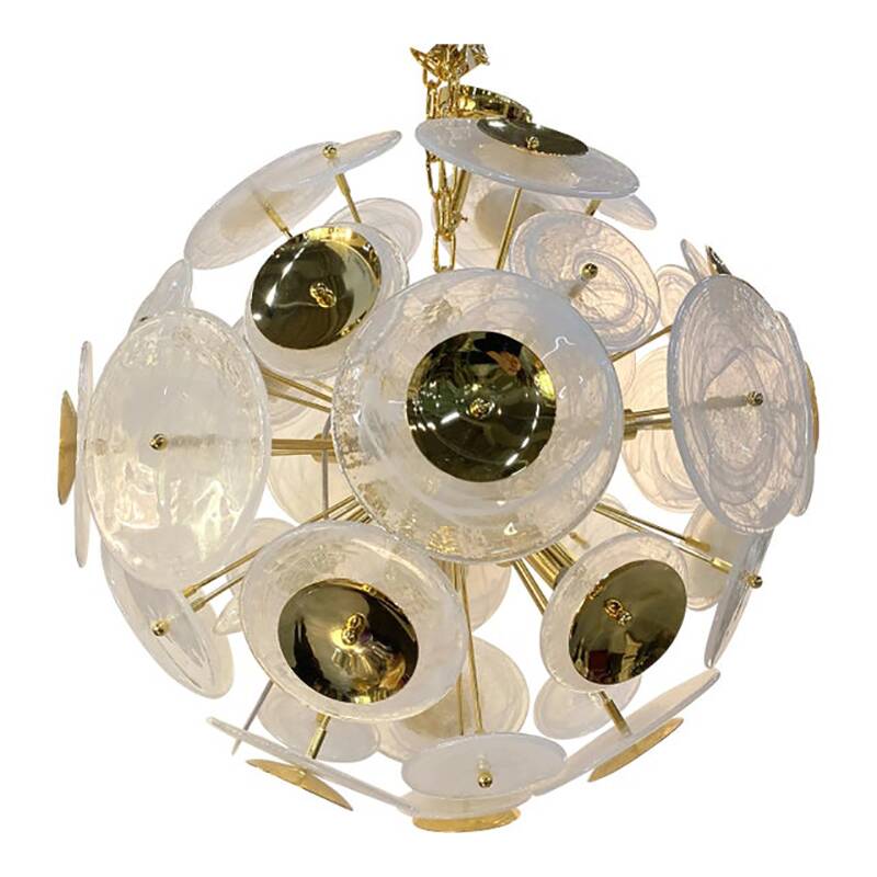 Contemporary Venied-White “Alabastro” Glass Sputnik Chandelier