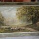 Oil on canvas depicting a flock of sheep.