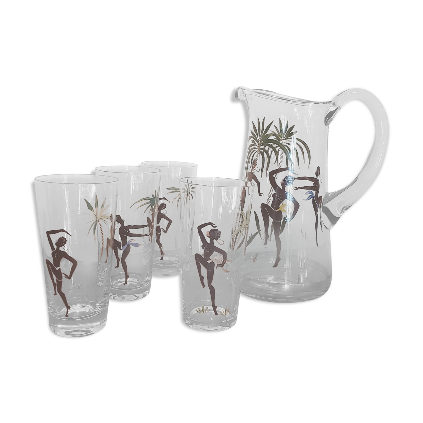 Set carafe and 4 crystal glasses Villeroy & Boch 1950