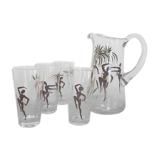 Set carafe and 4 crystal glasses Villeroy & Boch 1950