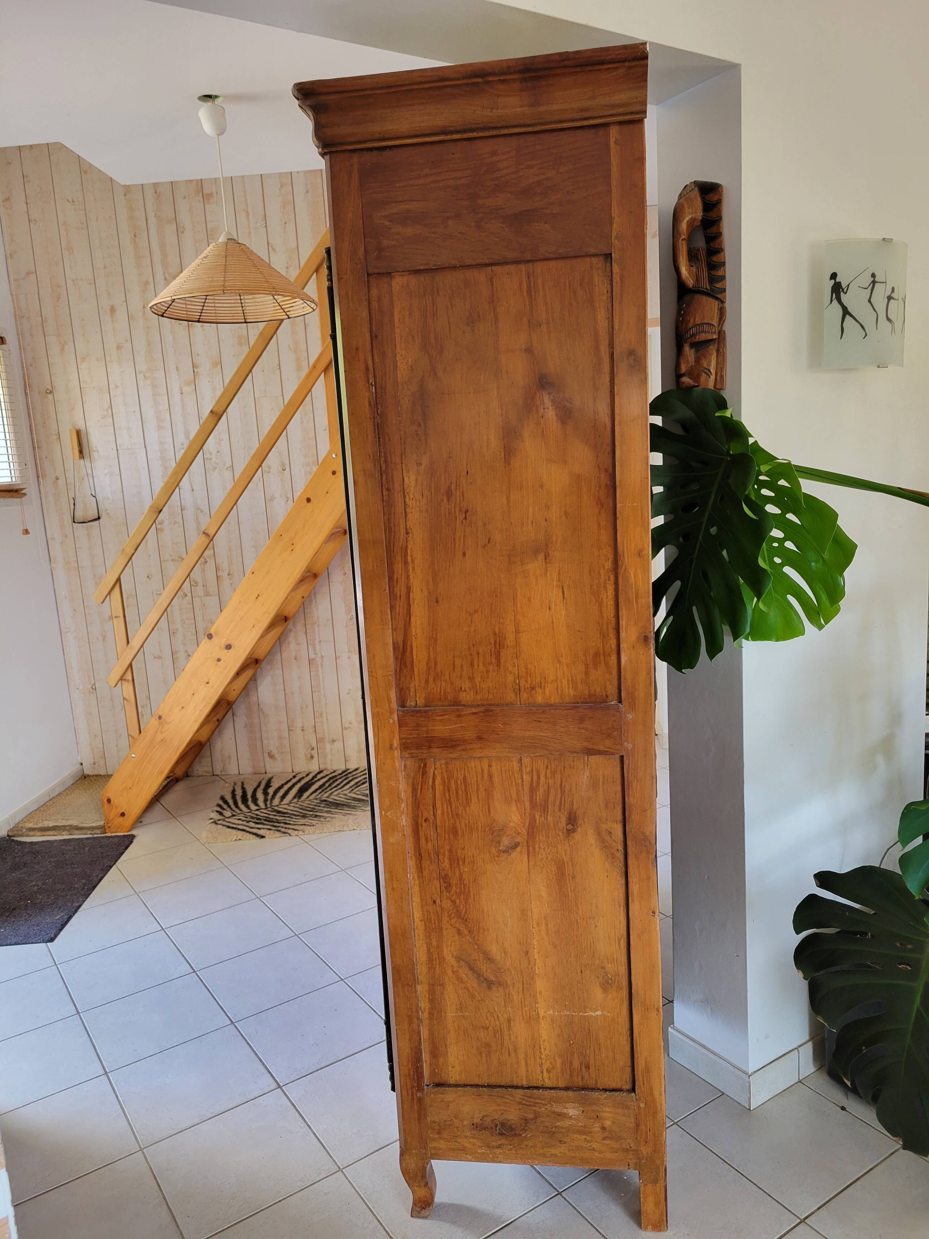 Antique solid cherry wood wardrobe