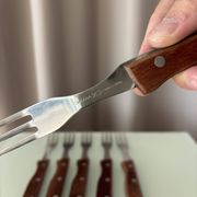 Set of 6 Vintage Sakana Japan Forks | Stainless Steel & Wood Handles