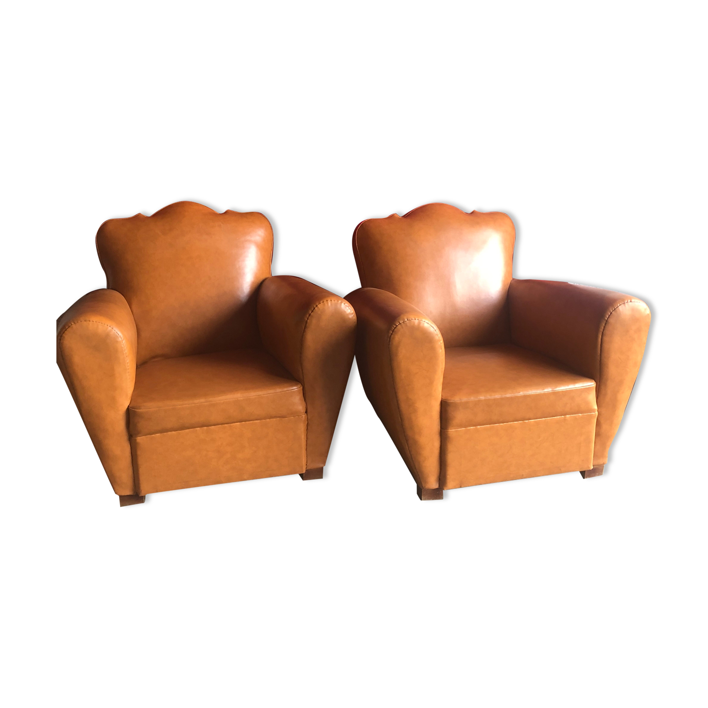 Lot De 2 Fauteuils Clubs - Tissu Coton Argenté - 100€ Pièce - Très Confortables