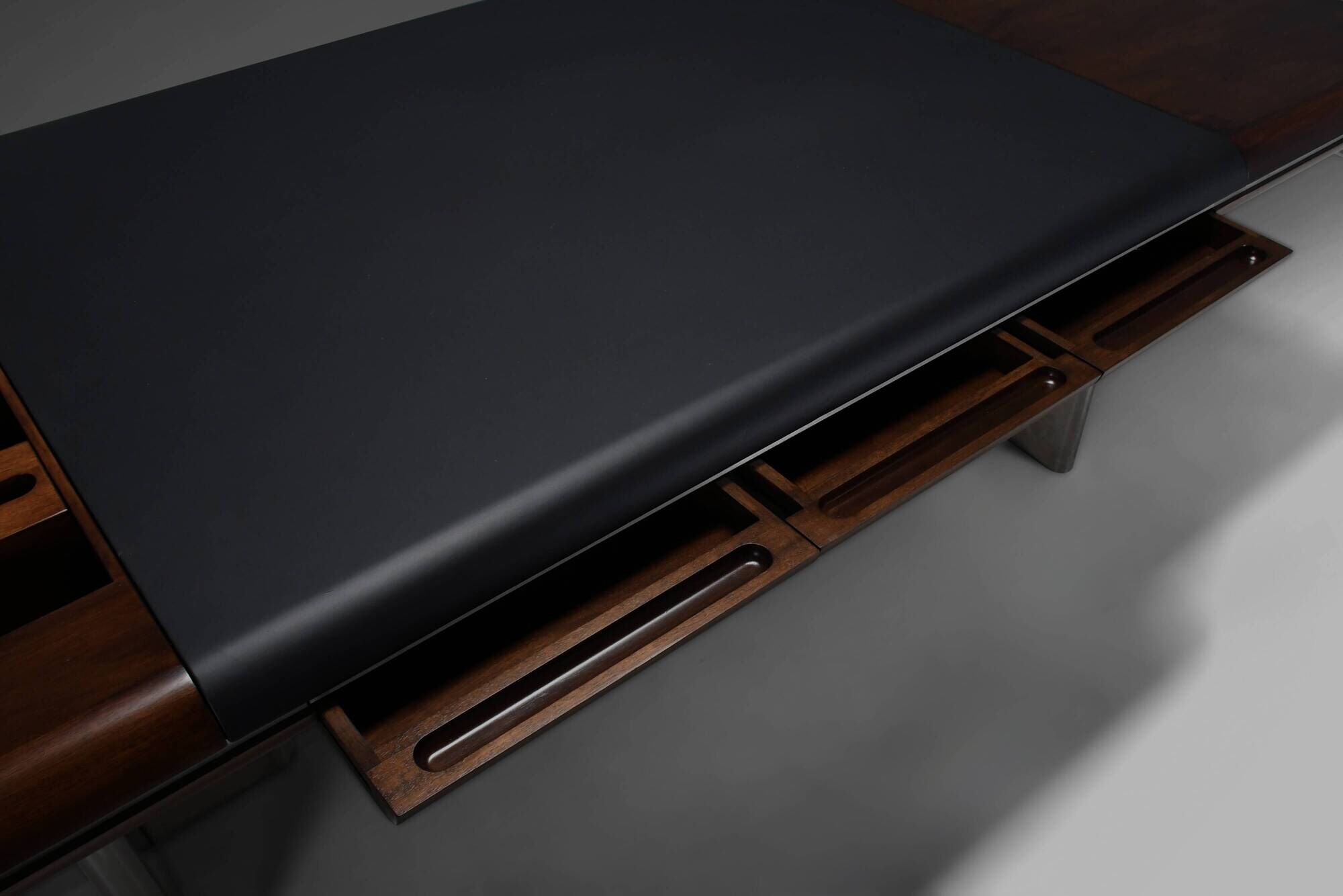 Walnut, Metal and Leather Hans von Klier “Il Ponte” Desk for Skipper, 1970s