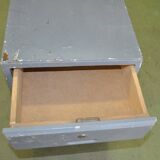 Commode vintage grise en pin peint, années 1950, style industriel, 4 tiroirs