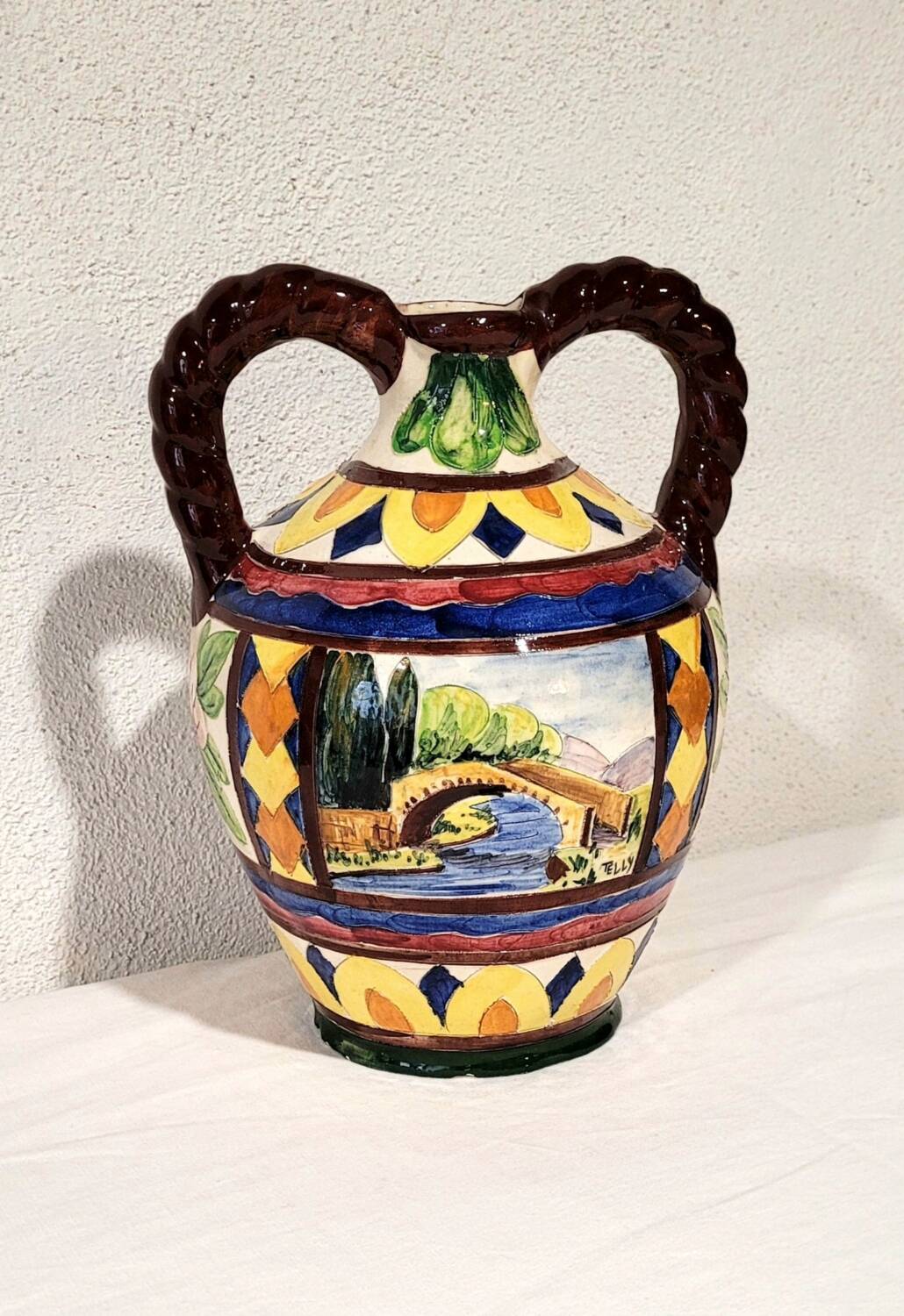 Céramique vase majolique italienne vintage Telly décoration italien
