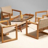 Boat-shaped coffee table reimagined with a glass top, contemporary design (after 2000)