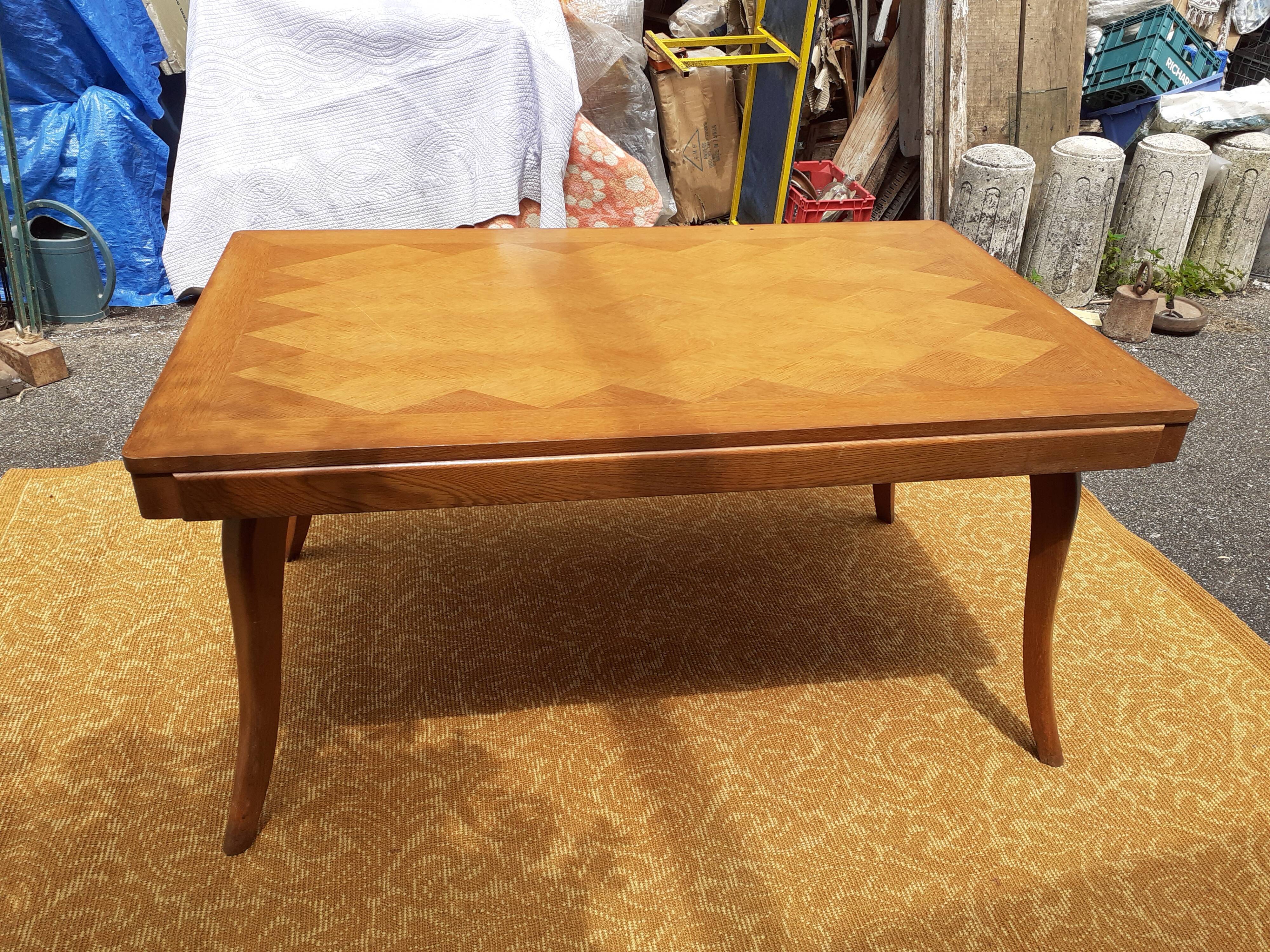 Table de salle à manger vintage 50/60 en chêne massif