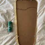 Vintage 1960s asymmetrical free-form rearview mirror, gold and red - 71 x 3